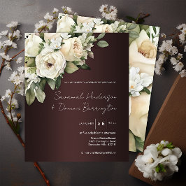 Flyer Orçamento Borgonha e Rose Bouquet Boho Casamento