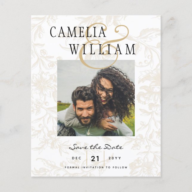 Flyer ORÇAMENTO BOTÂNICO PRETO ORO Casamento Salve a Dat (Frente)