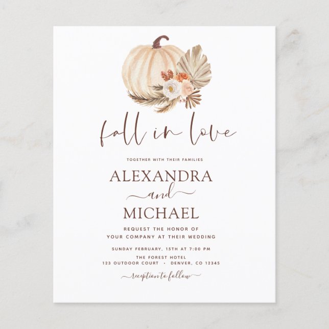 Flyer Orçamento Cai no Amor Casamento Pampas Grass Pumpk (Frente)