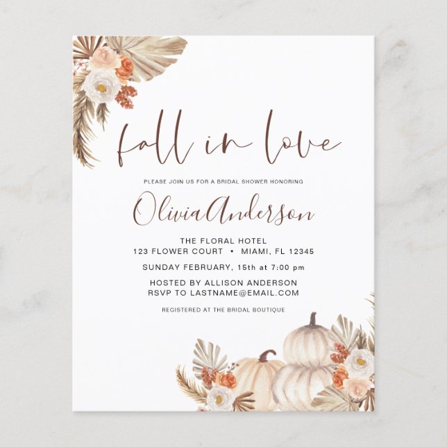 Flyer Orçamento Cai no Amor Chá de panela Pampas Grass (Frente)