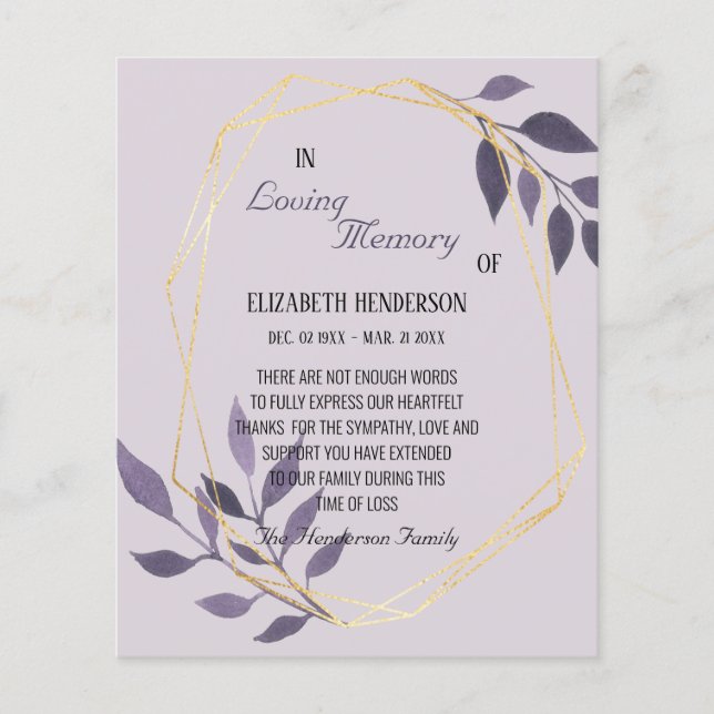 Flyer Orçamento/Cartões de agradecimentos na simpatia de (Frente)