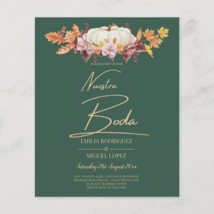 Flyer ORÇAMENTO Casamento Espanhol BODA Abóbora Verde Do