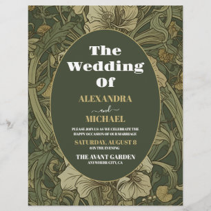 Flyer Orçamento Casamento Floral Art Nouveau Vintage