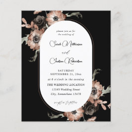 Flyer Orçamento Casamento Floral Preto e Natural - Preto