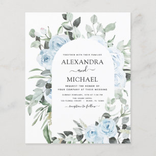 Flyer Orçamento Casamento Floral Verde Poeira Azul
