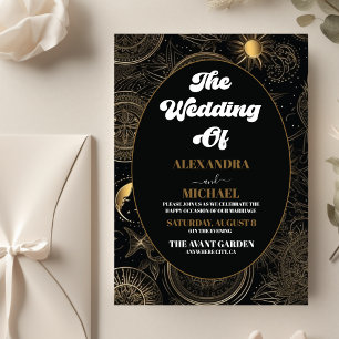Flyer Orçamento Casamento Preto Dourado Celestial