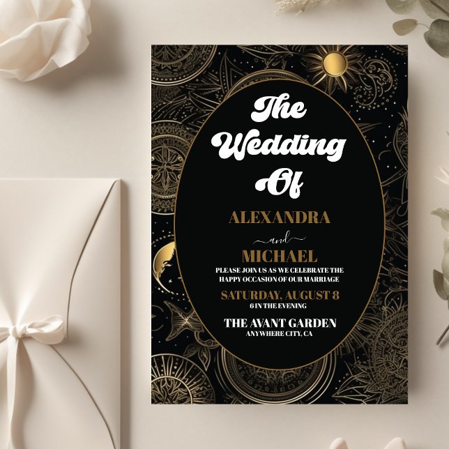 Flyer Orçamento Casamento Preto Dourado Celestial (Criador carregado)