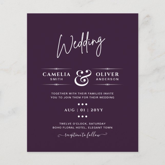 Flyer ORÇAMENTO Casamento TONE ROXO Monocromático Simple (Frente)