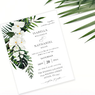 Flyer Orçamento Casamento Tropical Palma e Floral Branco