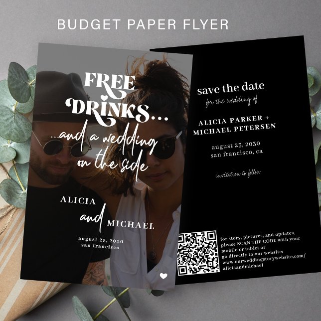 Flyer Orçamento casual casamento foto QR salvar data (Criador carregado)