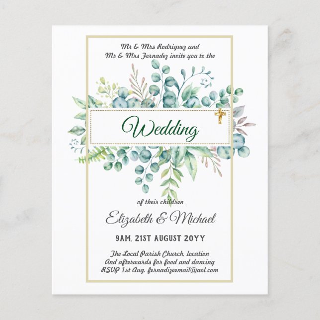 Flyer Orçamento Católico para a CASAMENTO Cristão Verde (Frente)