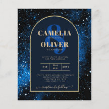 ORÇAMENTO Convite de Casamento Azul Naval Dourado 