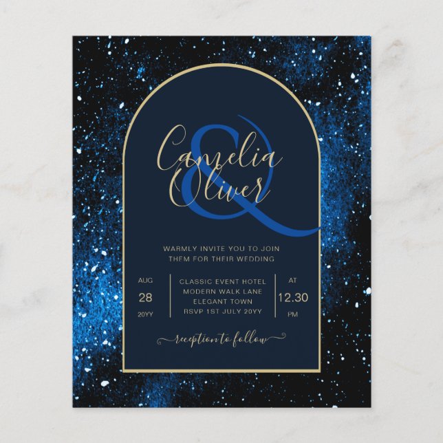 Flyer ORÇAMENTO Convite de Casamento Azul Noite Estrelad (Frente)