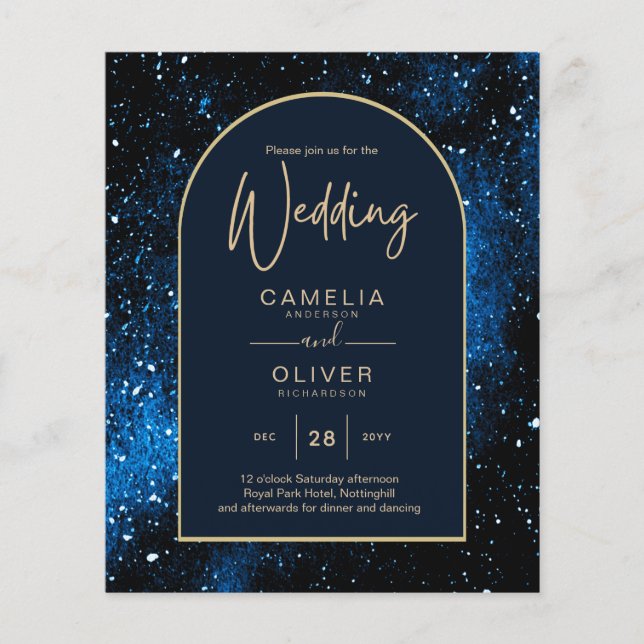 Flyer ORÇAMENTO Convite de Casamento Estrela Noite Azul  (Frente)