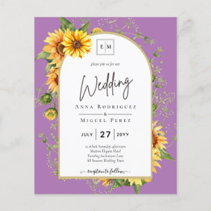 Flyer ORÇAMENTO Convite de Casamento Girassóis Código QR