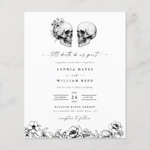 Flyer Orçamento Crânio Hallowedding Retro Foto Casamento