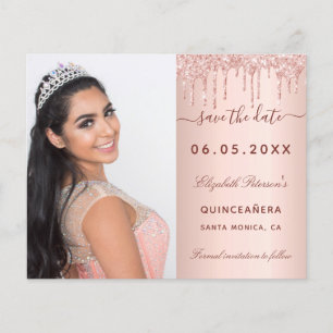 Flyer Orçamento da foto do rosa Quinceanera Salve a Data