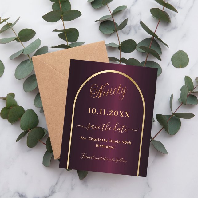 Flyer Orçamento de aniversário de 90 de ouro da Borgonha (Criador carregado)