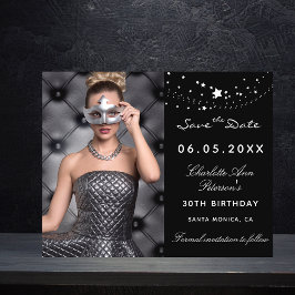 Flyer Orçamento de aniversário de foto de prata preta Sa