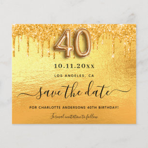 Flyer orçamento de brilho aniversário de 40 anos dourado