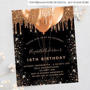 Flyer orçamento de brilho festa de aniversário preto