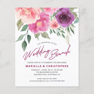 Flyer Orçamento de Brunch de Pó-Casamento Aquarela Rosas