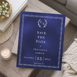 Flyer Orçamento de casamento azul marinho com monograma