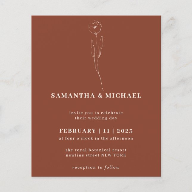 Flyer Orçamento de Casamento Botânico de Terracotta Flow (Frente)