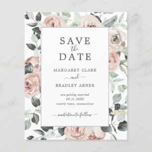 Flyer Orçamento de casamento em Floral Dusty Rose Save T
