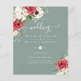 Flyer Orçamento de Casamento Floral Azul Branco Elegante