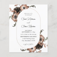 Orçamento de casamento floral preto e natural
