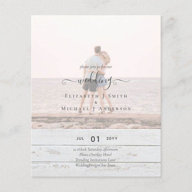 Flyer Orçamento de casamento moderno com texto sobrepost (Frente)