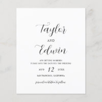 Orçamento de casamento moderno minimalista para sa