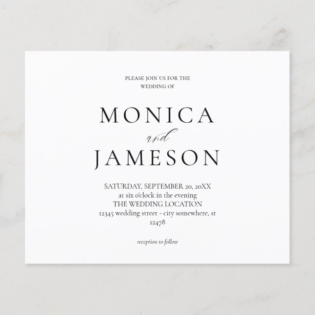 Flyer Orçamento de Casamento Moderno Preto e Branco 2 Fo (Frente)