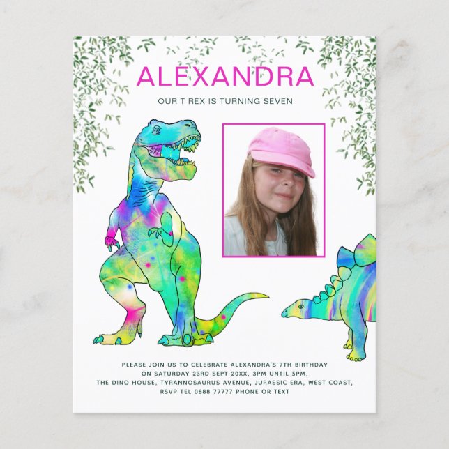 Flyer Orçamento de Convite de Aniversário de Dinossauro  (Frente)