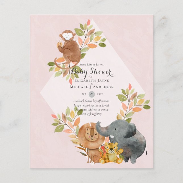 Flyer ORÇAMENTO DE CONVITES A Bebês - ANIMAIS DE JUNGLE (Frente)