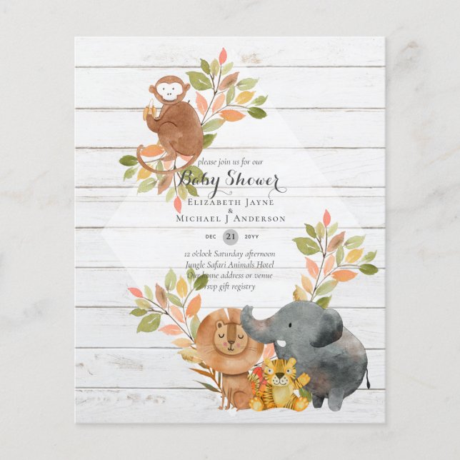 Flyer ORÇAMENTO DE CONVITES A Bebês - ANIMAIS DE JUNGLE (Frente)