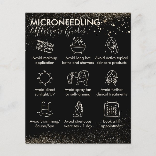 Flyer Orçamento de cuidados pós Gold Sparkle Microneedli (Verso)