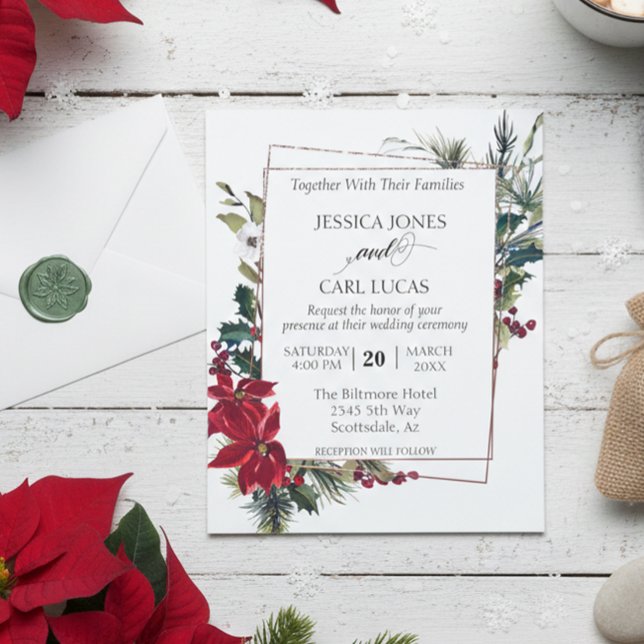 Flyer Orçamento de moldura floral de Natal de inverno co (Criador carregado)