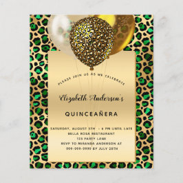 Flyer Orçamento de quinceanera leopardo esmeralda verde 