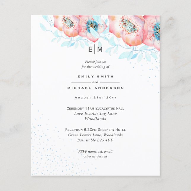 Flyer ORÇAMENTO DE Recepção de casamento de Rosa com poe (Frente)