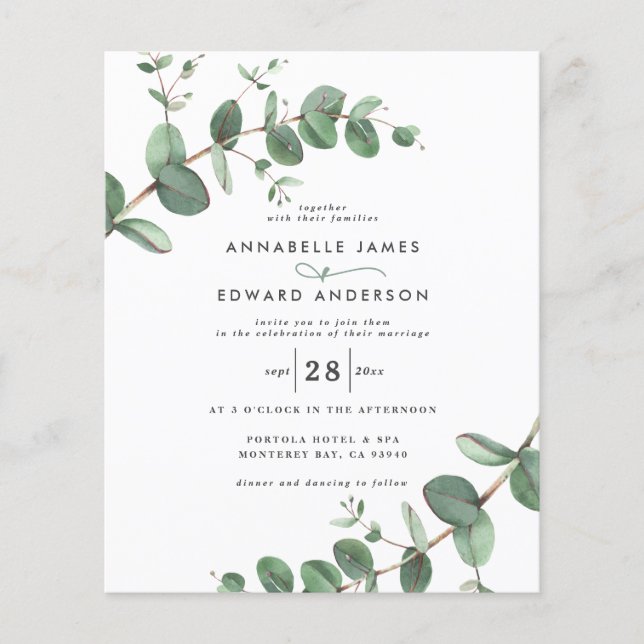 Flyer orçamento Detalhes do eucalipto de casamento e con (Frente)