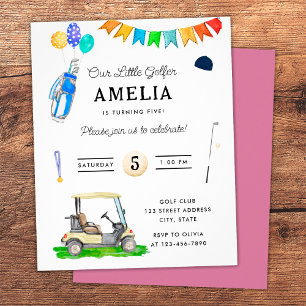 Flyer Orçamento do nosso pequeno golfista rosa convite d