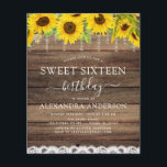 Flyer Orçamento Doce 16 Aniversário<br><div class="desc">Orçamento Doce Dezesseis (16) Festas de aniversário - Rustic Country Sunflower Farmhouse Invices on Wood background - inclui uma bela e elegante tipografia com moderna Country Fazenda House Sparkle para a 16ª celebração especial de aniversário.</div>