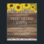 Flyer Orçamento Doce 16 Aniversário<br><div class="desc">Orçamento Doce Dezesseis (16) Festas de aniversário - Rustic Country Sunflower Farmhouse Invices on Wood background - inclui uma bela e elegante tipografia com moderna Country Fazenda House Sparkle para a 16ª celebração especial de aniversário.</div>