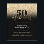 Flyer Orçamento Dourado Brilhante Preto 50º Convite de A<br><div class="desc">Pode ser totalmente personalizado para atender às suas necessidades. © Gorjo Designs. Feito para você através da plataforma Zazzle. // Procurando itens correspondentes? Outros artigos de papelaria do conjunto disponível na seção "coleções" da minha loja. // Precisa de ajuda para personalizar o seu design? Tem outras ideias? Sinta-se à vontade...</div>