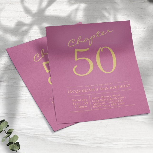 Flyer Orçamento Dourado cor-de-rosa 50º Convite de Anive (Criador carregado)