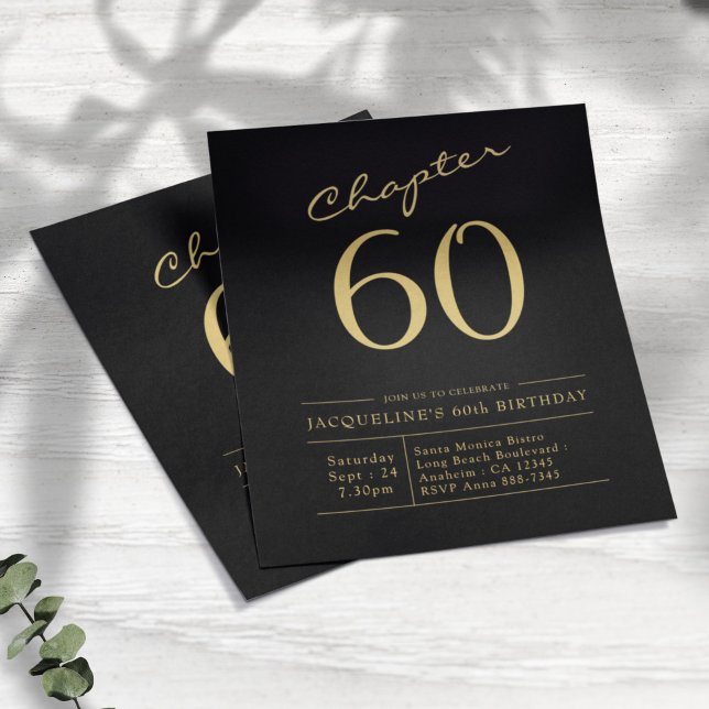 Flyer Orçamento Dourado Preto 60º Convite de Aniversário (Criador carregado)
