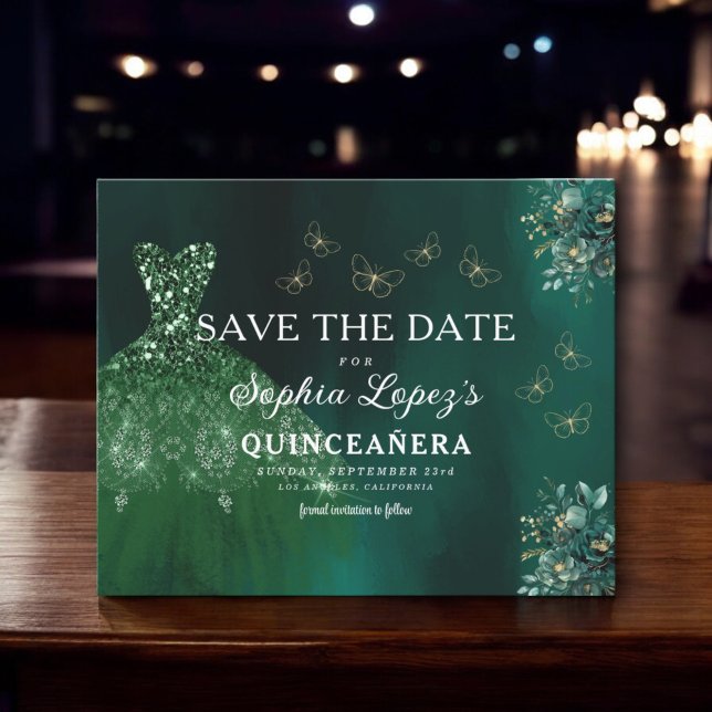 Flyer Orçamento Dourado Quinceanera Salve a Data (Criador carregado)