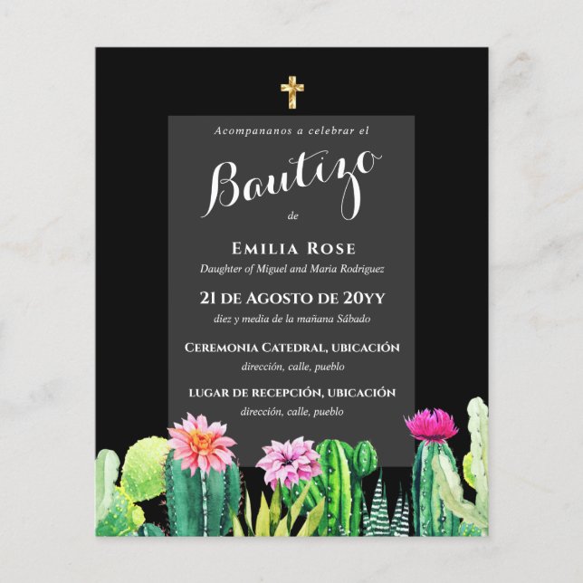 Flyer Orçamento EL BAUTIZO Baptism Christening CACTI Con (Frente)